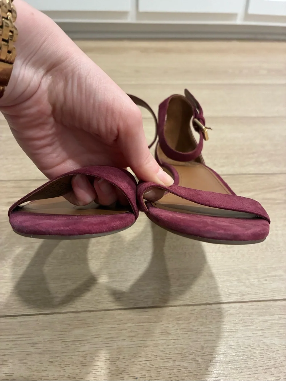 Tory Burch Women’s Savannah Sandals Suede Wedge Heel Purple Size 8
